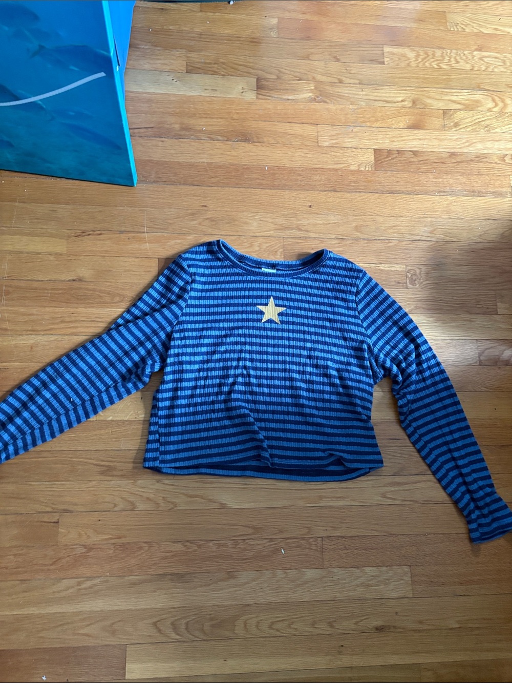 No Boundaries Navy and Light Blue Striped Long Sleeve Top